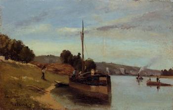 卡米耶 畢沙羅 Barges at Le Roche Goyon